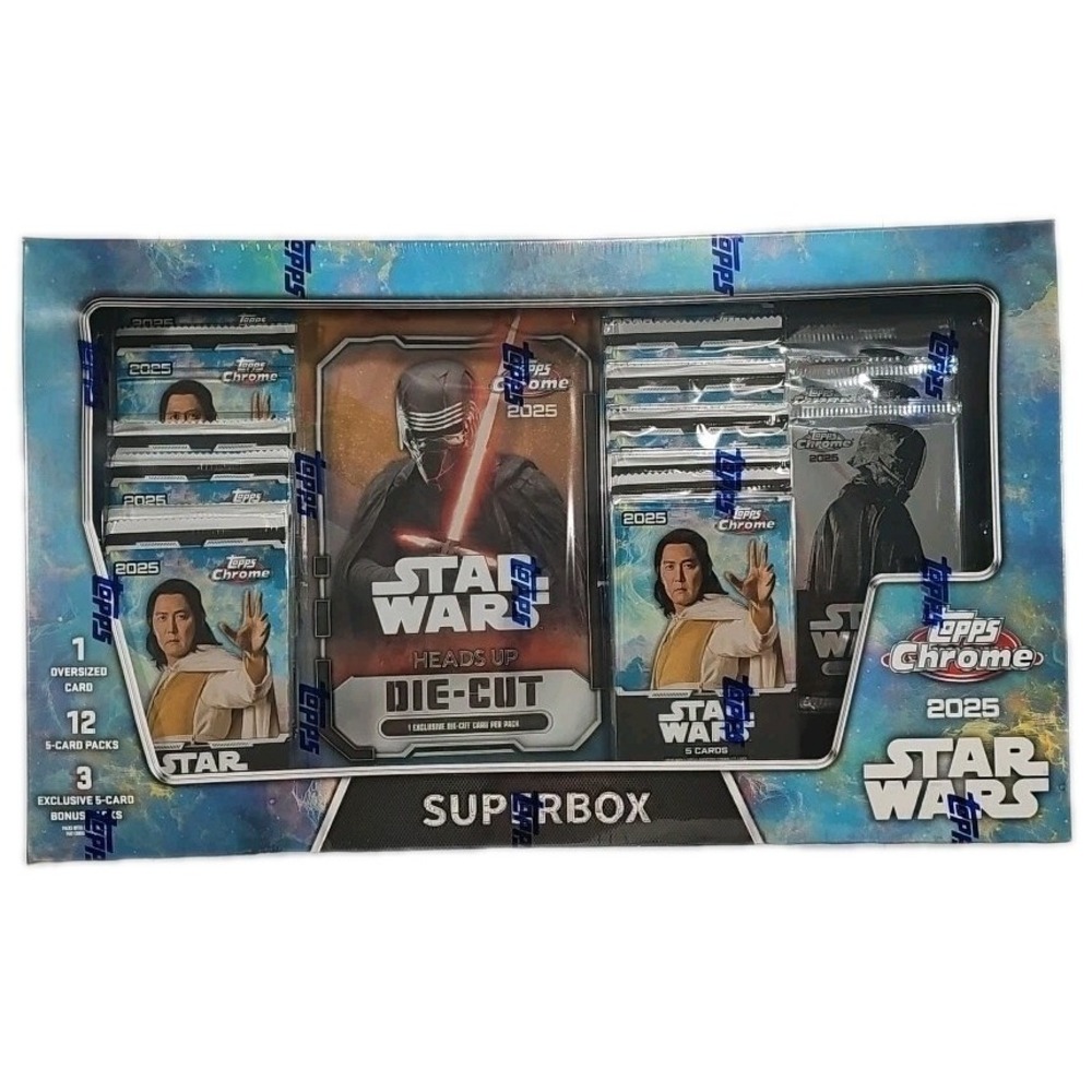 NEW SEALED Topps Chrome Star Wars Super Box 2025 COSTCO Exclusive Trading Cards